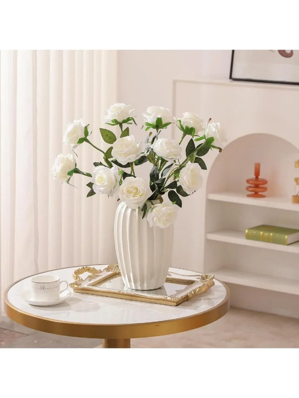 12PCS Realistic Silk Roses Bouquet - Long Stem Flowers for Home, Wedding, Party